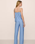 Model is wearing Gisele Printed TENCEL™ Modal Cami & Pant PJ Set in Nordic Stripes Vista Blue/Iv