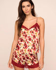 Eberjey x Lily Aldridge - Washable Silk Printed Lace Cami & Short Set