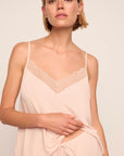 Model is wearing Kari TENCEL™ Modal Cami & Pant PJ Set in Tea Rose