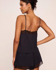 Model is wearing Kari TENCEL™ Modal Cami & Short PJ Set in Black