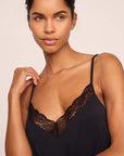 Model is wearing Kari TENCEL™ Modal Cami & Short PJ Set in Black