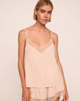 Model is wearing Kari TENCEL™ Modal Cami & Short PJ Set in Tea Rose