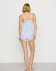 Model is wearing Isla TENCEL™ Modal Cami & Short PJ Set in Regatta Stripe Summer Blue/Whi