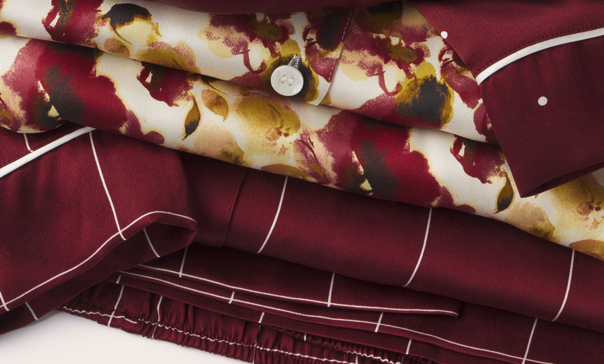 stack of washable silk PJs from the Eberjey x Lily Aldridge collaboration