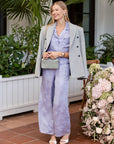 Inez Washable Silk Jacquard Relaxed Wide Leg Pant PJ Set