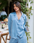 Inez Washable Silk Printed Long PJ Set