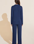 Model wears Gisele TENCEL™ Modal Rib Long PJ Set in navy.