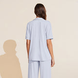 Eberjey Gisele TENCEL™ Modal Short Sleeve & Pant PJ Set - Ice Blue/Ivory