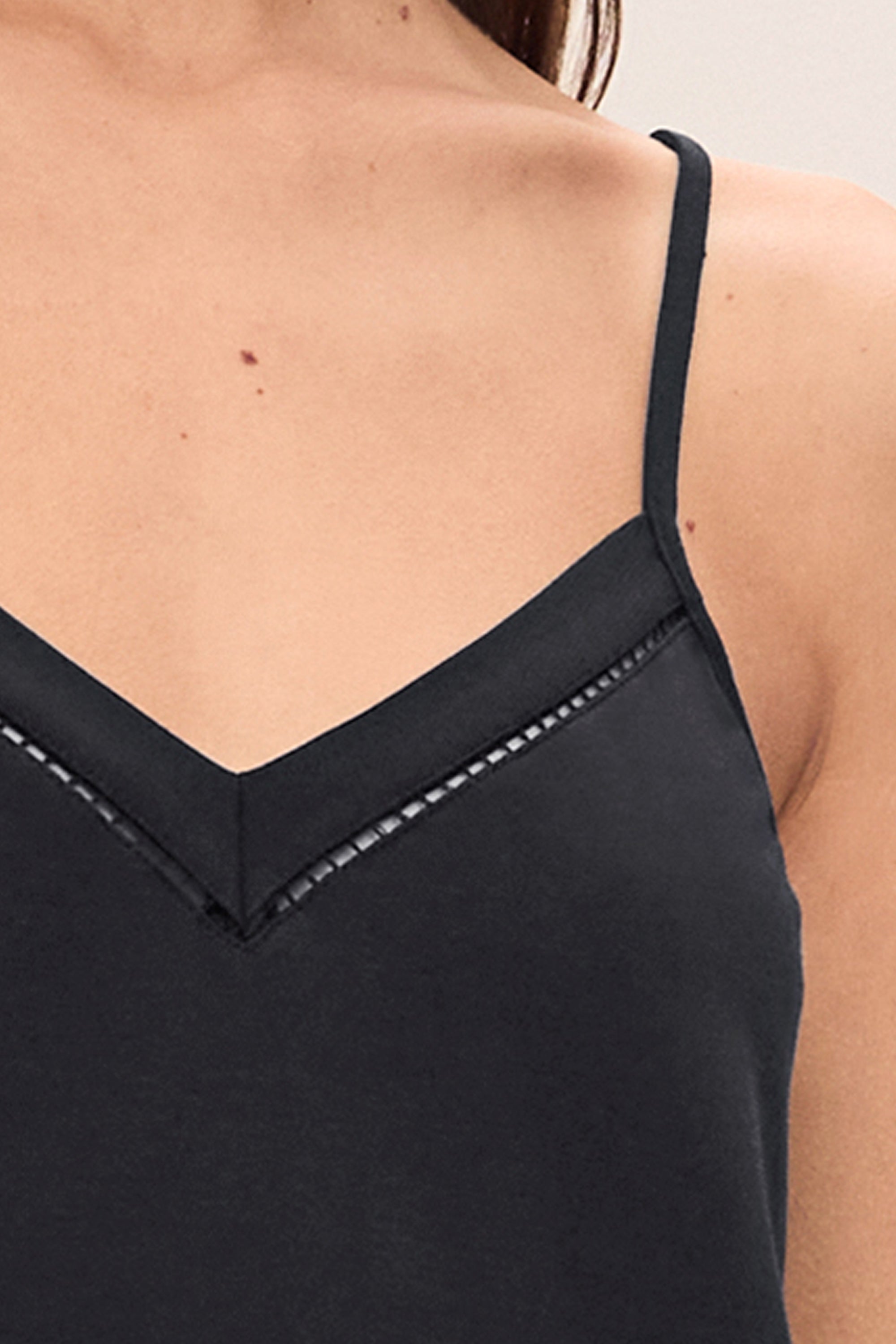 Detail image of Fiona TENCEL™ Modal Cami & Pant PJ Set in black.