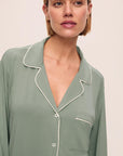 Model is wearing Gisele TENCEL™ Modal Sleepshirt in Eucalyptus/Ivory