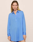 Model is wearing Gisele TENCEL™ Modal Boyfriend Sleepshirt in CornflowerBlue