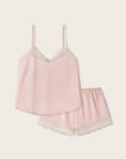 Image of Washable Silk Lace Cami & Short Set in Pale Pink/Champagne