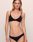 Model is wearing Pima Stretch Cotton Bikini in black