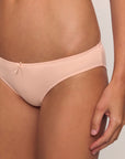 Model is wearing Pima Stretch Cotton Bikini in Buff