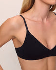 Model is wearing Pima Stretch Cotton Bralette in Black