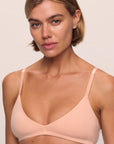 Model is wearing Pima Stretch Cotton Bralette in Buff
