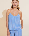 Model wears Gisele Printed TENCEL™ Modal Cami & Pant PJ Set in nordic stripe print