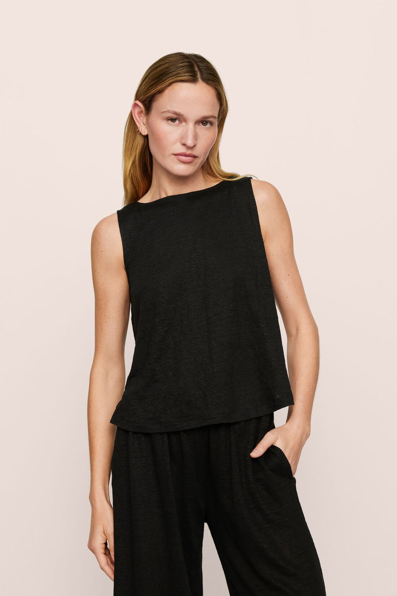 トップス draw drawers Cotton Boat Neck Tanktop Frankie Boat Neck Tank Top Plum Truffle | Forever New