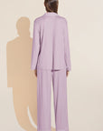 Model wears Gisele TENCEL™ Modal Long PJ Set in lavender/ivory.
