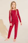 Kids TENCEL™ Modal Unisex Long PJ Set - Apres Ski Haute Red/Ivory