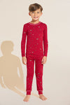 Kids TENCEL™ Modal Unisex Long PJ Set - Apres Ski Haute Red/Ivory