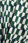 Inez Washable Silk Printed Long PJ Set - Mosaic Tile Forest Green/Navy