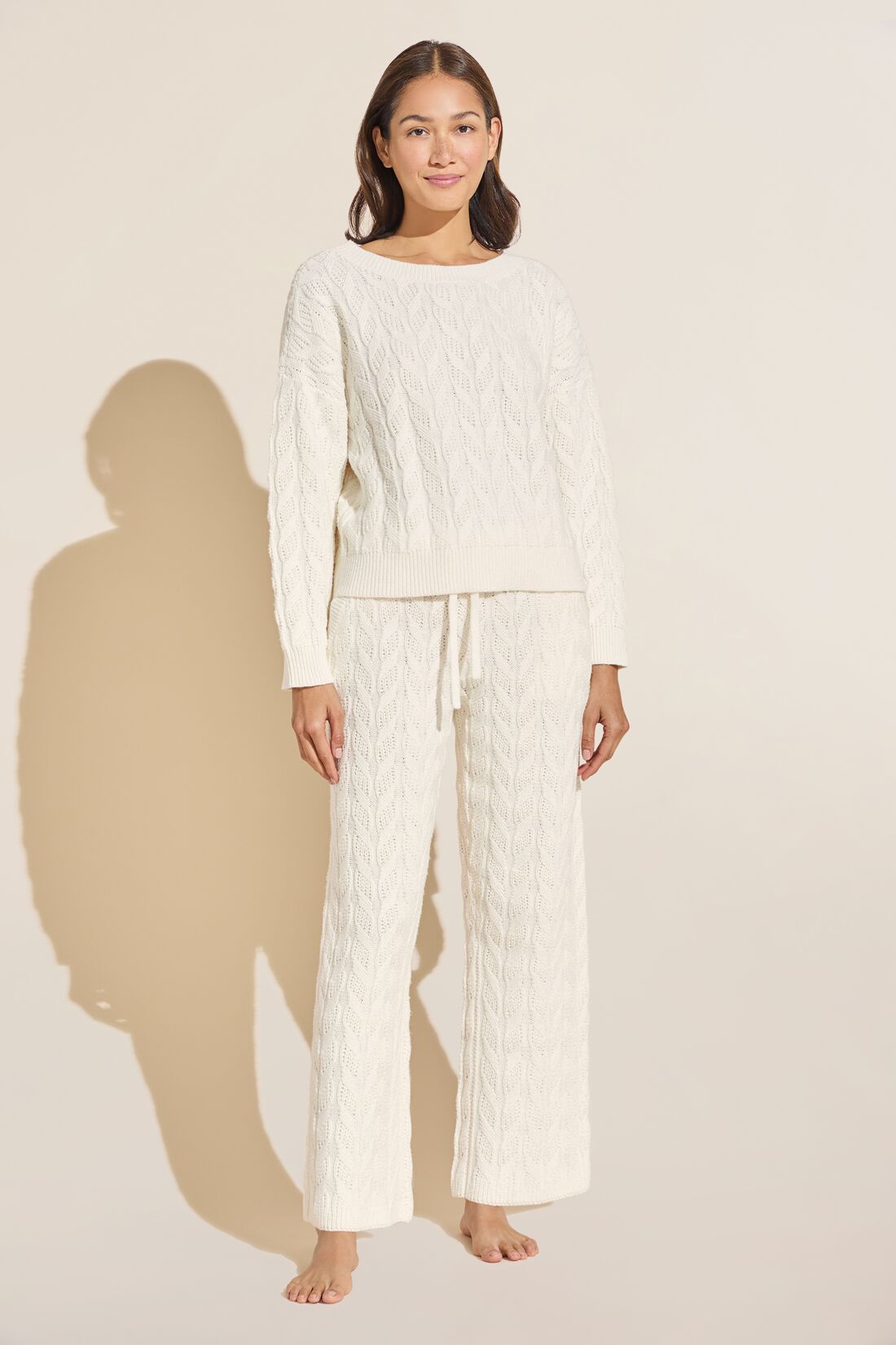 Cable Knit Recycled Sweater Straight Leg Pant