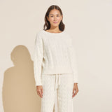 Eberjey Cable Knit Recycled Sweater Straight Leg Pant - Ivory