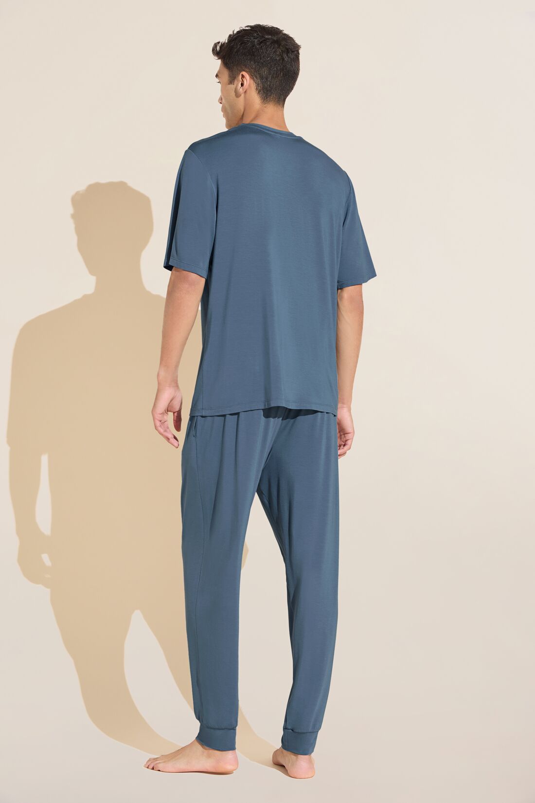 Model wears Henry TENCEL™ Modal Short Sleeve & Pant PJ Set in Coastal Blue.
