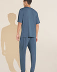 Model wears Henry TENCEL™ Modal Short Sleeve & Pant PJ Set in Coastal Blue.