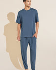 Model wears Henry TENCEL™ Modal Short Sleeve & Pant PJ Set in Coastal Blue.