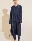 Model wears William TENCEL™ Modal Robe in True Navy/Ivory.
