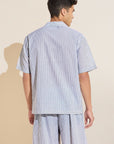 Men's Organic Sandwashed Cotton Short PJ Set - Nautico Stripe Graphite
