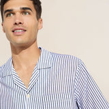 Eberjey Men's Organic Sandwashed Cotton Short PJ Set - Nautico Stripe Graphite