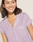 Model wears Model wears Gisele TENCEL™ Modal Shortie Short PJ Set in lavender/ivory.