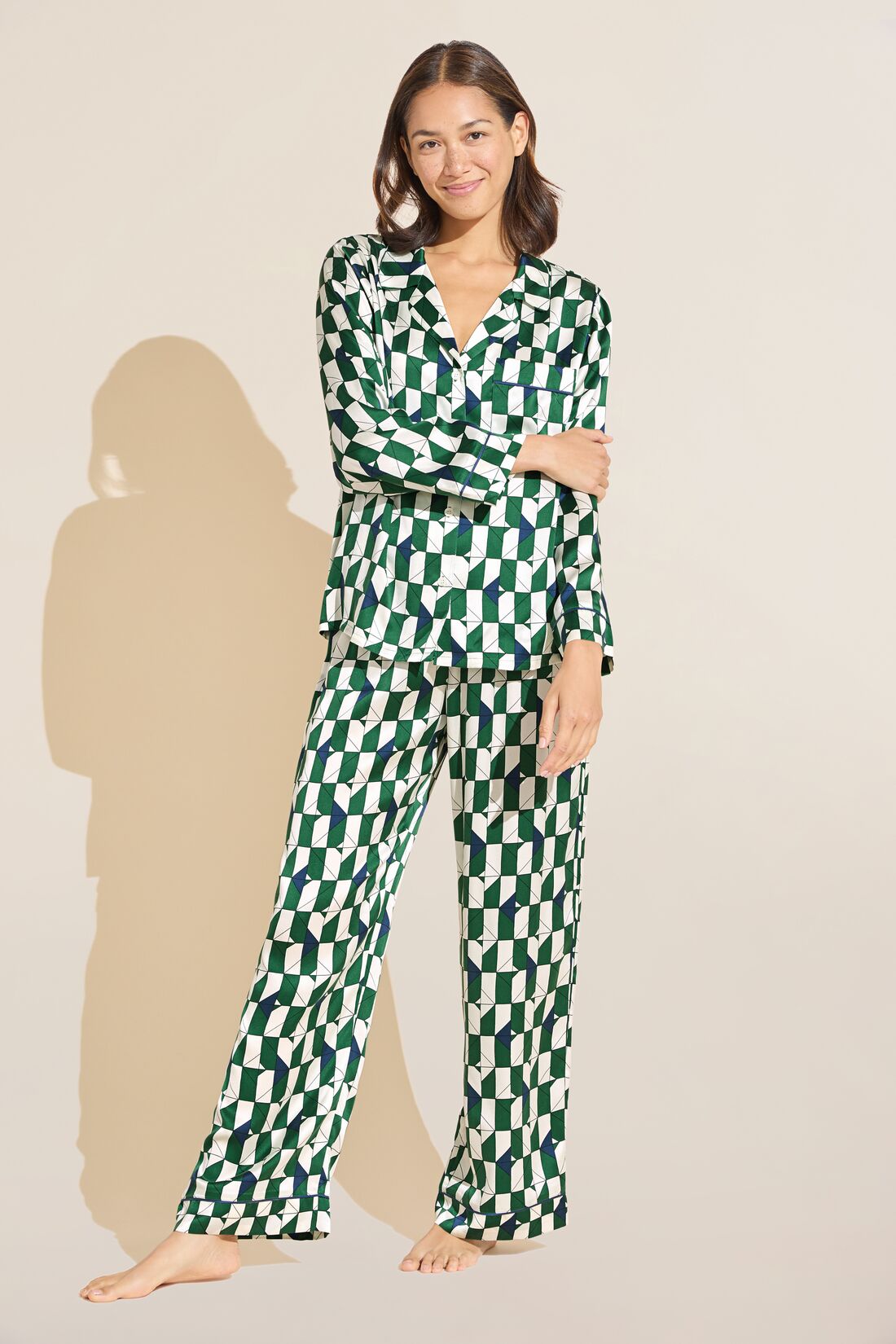 Inez Washable Silk Printed Long PJ Set – Eberjey