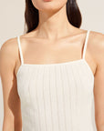 Model wears Pointelle Cami in Ivory.
