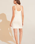 Model wears Pointelle Tank Chemise in Ivory.