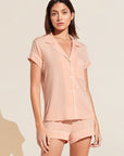 Model wears Model wears Gisele TENCEL™ Modal Shortie Short PJ Set in peach parfait/ivory.