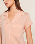 Model wears Model wears Gisele TENCEL™ Modal Shortie Short PJ Set in peach parfait/ivory.