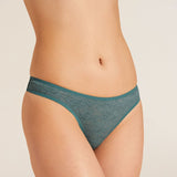 Eberjey Soft Stretch Recycled Lace Thong - Agave