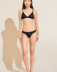 Model wears Soft Stretch Recycled Lace Triangle Bralette in Black.