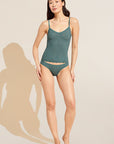 Model wears Soft Stretch Recycled Lace Cami in Agave.