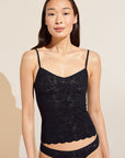Model wears Soft Stretch Recycled Lace Cami in Black.