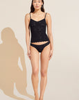 Model wears Soft Stretch Recycled Lace Cami in Black.