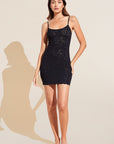 Model wears Soft Stretch Recycled Lace Slip in Black.