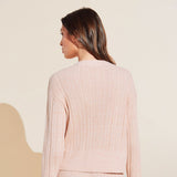 Eberjey Infinite Organic Cotton Blend Sweater Rib Cardigan - Peach Parfait Marl