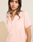 Model wears Gisele TENCEL™ Modal Relaxed Short PJ Set in petal pink/ivory.