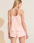 Model wears Gisele TENCEL™ Modal Ruffle Cami & Shortie Short Set in petal pink.