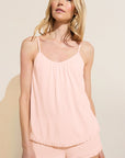 Model wears Gisele TENCEL™ Modal Ruffle Cami & Shortie Short Set in petal pink.